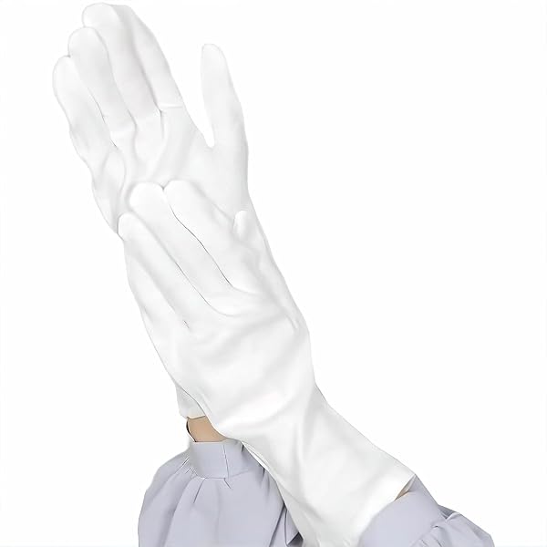 Amazon.co.jp: [CHELABO] 綿手袋 L 3組 ロング 白手袋 コットン