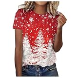 [Vchwop] クリスマス tシャツ レディース 雪 プリント 総柄 クリスマス tシャツ ブラウス 半袖 可愛い 面白いプレゼント トップス カジュアル おしゃれ ゆったり 着痩せ 文化祭 パーティー衣裝 仮裝 イベント 新年