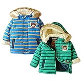 (ブルー/95cm)ベビー服 男の子 アウター フルジップ ジャケット ZOOMIC ズーミック 中綿 ボア切替 撥水加工 ボーダー柄 ワッペン装飾 男児 ベビー