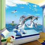 Sproud 3D 水中世界イルカの子供のベッドルームベッドルームリビングルームの Tv の背景地中海 3D 壁画 430 Cmx 300 Cm