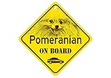 Pomeranian ON BOARD カーサインボード：ポメラニアン 乗車中 ミニサイン 吸着盤つき Made in U.S.A [並行輸入品]