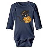 NINKI ベビー服 ハロウィン カボチャ 黒猫 長袖 ロンパース 6ヶ月~24ヶ月 100%コットン 出産祝い Size 18 Months ライトブルー