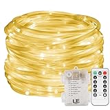 LEロープライト 33フィート/10メートル 120LED 調光可能 防水 8モード 充電式 庭、テラス、パーティー、クリスマス、アウトドアの装飾に最適 電球色