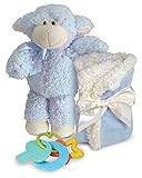 Stephan Baby Plush Sherpa Fleece Wooly Lamb and Security Blanket Gift Set, Blue by Stephan Baby