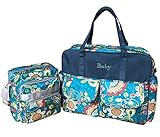 (プチプライム) Petit Prime マザーズバッグ 3点セット ショルダー 手提げ トート ママ バッグ 軽量 おしゃれ かわいい 便利 (Free, ブルー)