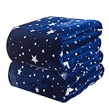スーパーソフト暖かいソリッド暖かいMicro PlushフリースブランケットThrow Rugソファーベッドfor Kids Adult S:100✕70CM ブルー
