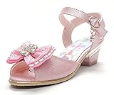 GoGokids キッズフォーマル靴 蝶結び 女の子ハイヒールパンプス プリンセスシューズ サンダル ドレス靴 キラキラフラワー飾り ピアノ 発表会 演奏会 入園式 卒園式 ドレス