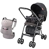 Aprica (アップリカ) 【セット企画品】アップリカ ハイシートベビーカー ラクーナライトCTS プラス フォレストナイトBK & 腰ベルト付抱っこ紐 コランCTS スマートGR セット品 【CT