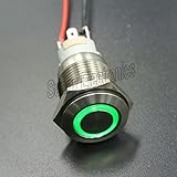防水ステンレススチールグリーンled 12ボルト16ミリメートル金属押しボタンラッチスイッチ用カーボート