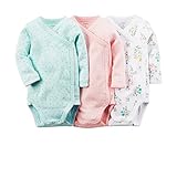 Carter's （カーターズ） :: ロンパース ボディスーツ ボディースーツ 長袖 3枚組 女の子 綿リブ100% :: 3-Pack Side-Snap Bodysuits :: NB (50-