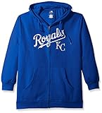 MLB Kansas City Royals Women 's Team Full Zip Fleece Hoodie with Distress Word Mark on Chest、4 x、Roy