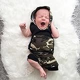 Domybest トップス+ショットパンツ Tシャツ ベビー服 上下セット タンクトップ 迷彩 子供 女の子 男の子 袖なし 夏スーツ 肌着 超可愛い 柔らかい 伸縮性 快適 普段着 人気 2点入り 