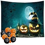 ハロウィン 飾り タペストリー 風船 バルーンセット おしゃれ 壁掛け 風景 タペストリー (サイズ：147cm×125cm) 部屋 ハロウィンパーティー (B)