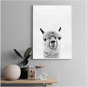 Amazon Co Jp アルパカキャンバス絵画壁アートアルパカアートポスタープリント南アメリカの動物の壁の写真リビングルームの装飾 40x60cmフレームレス ホーム キッチン