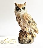 ShanTrip ガーデン オーナメント オブジェ フクロウ ガーデニング 鳥 カラス よけ 防鳥 ミミズク 置物 (C)