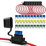 GTIWUNG ヒューズホルダー 12AWG 10個 高耐久 インライン ATC/ATO 平型 ミニ平型 低背 防水防塵 32V 30A 自動車用（ミニ平型ヒューズ用） 30個ブレードヒューズ