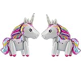 レインボーFoal Mylar Balloons、ユニコーンのテーマパーティー装飾、少年少女誕生日ベビーシャワー、2パック