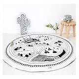 Burning Go ベビー ラグ カーペット プレイマット ラグマット ホットカーペット 軽量 滑り止め付 丸形 カバー オール シーズン おもちゃマット ラウンドタウンマップ 遊びマット動物柄