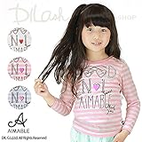 (エマーブル) AIMABLE長袖先染めボーダー・白無地プリントＴシャツ/春 140 ピンク