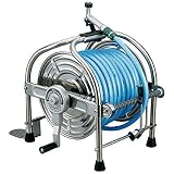 ハタヤ　ステンレス（ＳＵＳ３０４）ホールリール　４０ｍ耐圧ホース　レバーノズル付 SLA-40P(1117-092AGP)(ｽﾃﾝ)