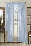 Beautiful Elegant Voile Sheer Valance Scarf 90cm X 550cm Topper Light Blue Sky Blue Baby Blue