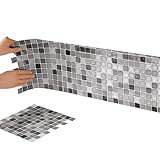 モザイク柄 貼って剥がせる 10x10インチ バックスプラッシュ キッチン バスルーム DIY壁用タイル 6個セット ブラック 33459 BKW