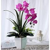 Linyuan 安定した品質 A03 Artificial Flowers 造花 Phalaenopsis Bush with Buds+Vases for Indoor Decoration