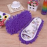 (Purple) - Anshinto Dust Mop Slippers Socks House Slippers Bedroom Shoes (Purple)