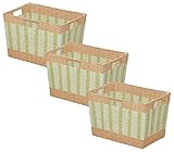 3個セット カラー編みバスケット 深型 KABM-38D ミックスグリーン