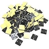 RedBeryl 選べる 結束バンド用 タイ マウントベース 粘着テープ付 インシュロック 配線 固定 ケーブルタイ (25mmx25mm 黒 100個)