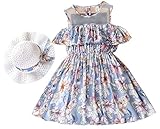 Plus Nao(プラスナオ) ノースリーブワンピース フレアワンピース ミニワンピース 帽子付き ハット付き 夏 子供服 女の子 女児 キッズ ジュ ライトブルー 150