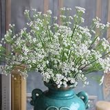 12pcs人工フェイクGypsophilaソフトタッチシルク花赤ちゃんの息Bush inクリームプラスチック人工スカイスターフラワーウェディングパーティー装飾リアルタッチ花DIYホームガーデン