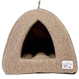 cecile's cottage 猫ハウス ベッド テント キャットハウス 通年 グッズ おしゃれ ねこハウス 小型犬 猫 犬 ペット用 かわいい 室内 イヌ ネコ クッション オールシーズン 隠れ もふもふ 犬・猫兼用 … 麻風ドーム型テント (ブラウン)