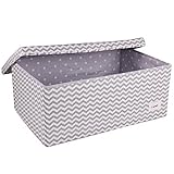 Minene Large Storage Box with Lid Grey Chevron - star storage box, large fabric storage box - great 