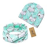 iZivかわいい赤ちゃん帽子スカーフ幼児ソフトコットン帽子とスカーフセット、0-2歳のファッションスタイル春秋（狐）