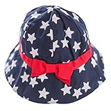 (トヨベイ)Toyobuy ベビー 女の子 子供 帽子 サファリハット 星柄 リボン付き 可愛い コットンキャップ キッズサンバイザー ハット 春 夏 秋 カジュアル 日よけ ネイビー 46cm