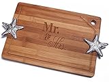 Chloe and Madison " Mr。& Mrs。"竹カッティングボードwithシルバーヒトデデザインハンドル