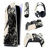 PlayVital ps5コンソール本体（デジタルバージョン）に対応用ステッカーシール、ps5コントローラー＆充電ステーション＆ヘッドセット＆リモコンに対応するステッカービニールシール【Inkblade Wukong】