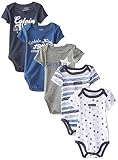 Calvin Klein カルバクライン 男の子 新生児 半袖 ボディースーツ ロンパース 5枚セット (3-6ヶ月, ネイビー×グレー×ブルー) [並行輸入品]