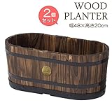 プランター 植木鉢 天然木 ウッドオーバルプランター M 2個セット 幅約480mm 木製 特許取得