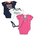 NFL Licensed 2015 Girls Denver Broncos 3 Piece OnesieクリーパーCrawler Set