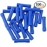 Hilitchi 100pcs 16-14 Gauge Butt Insulated Splice Terminals Electrical Wire Crimp Connectors (Blue /