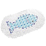 Sasairy バスマット お風呂マット 滑り止め 透明 浴室用 吸盤付き ソフト 防カビ 丸洗い 転倒防止 浴室用 入浴マット 絵柄 バスルームマット ブルー