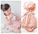 (チェリーレッド) CherryRed ベビー 女の子 ボディースーツ コットン 夏 二点セット レース 可愛い 100 ピンク