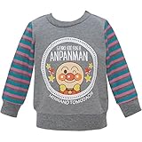 2016年 秋冬 アンパンマン 袖ボーダー トレーナー ミニ裏毛 ANPANMAN 濃グレー-袖ピンク◇80cm
