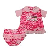 "海軍Sweetie "ピンクDigi Camoベビードレスwith Ruffle Panties ( 3 – 6ヶ月)