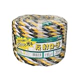 ユタカメイク 反射標識ロープ 12mm×30m 3ッ打 万能パック イエロー×ブラック×反射材 YBH1230 コンパクト トラロープ 夜間 安全表示 立入禁止 バリケード