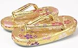 子供　七五三　女児ミニ草履　2-3歳用15ｃｍ(数えの三歳用)　柄ゾーリ　日本製和装小物 (金色に花柄1)