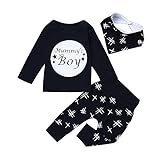 (プタス)Putars ベビー服 子供服 上下セット Tシャツ 男の子 長袖 涎掛け付き MAMAS BOY 可愛い 秋 冬 新生児 歩行服 出産お祝い 記念日 プレゼント 0-24ヶ月