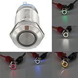 Sndy DC 12v 12 mm Led ライト金属プッシュボタンラッチスイッチ防水スイッチ-黄色